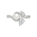 14K WHITE GOLD 3/4CT ROUND/MARQUISE/PEARL/PEAR DIAMOND LADIES RING