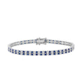 14K WHITE GOLD 5 3/4CT ROUND/ROUND BLUE SAPPHIRE DIAMOND LADIES BRACELET
