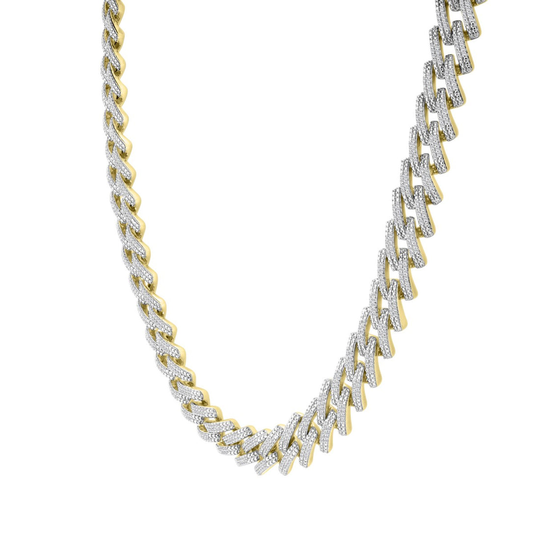14K YELLOW GOLD 4.00CT ROUND DIAMOND MEN'S NECKLACE