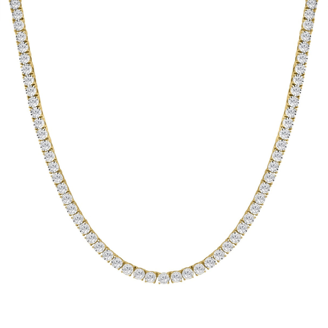 14K YELLOW GOLD 12.00CT ROUND DIAMOND MEN'S NECKLACE