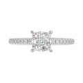 14K WHITE GOLD 1 3/4CT ROUND/CUSHION DIAMOND LADIES RING (CENTER STONE CUSHION DIAMOND 1 1/2CT)