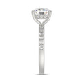 14K WHITE GOLD 3 1/2CT ROUND/CUSHION DIAMOND LADIES RING (CENTER STONE CUSHION DIAMOND 3CT)