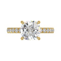 14K  YELLOW GOLD 3 1/2CT ROUND/CUSHION DIAMOND LADIES RING (CENTER STONE CUSHION DIAMOND 3CT)