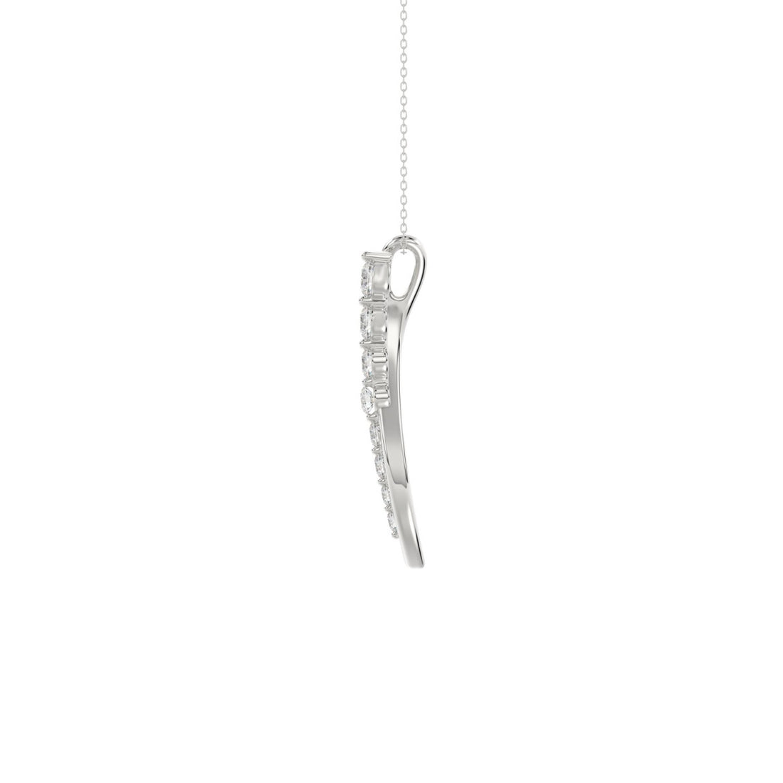 14K WHITE GOLD 3/8CT ROUND DIAMOND LADIES PENDANT WITH CHAIN