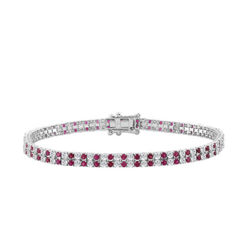 14K WHITE GOLD 5 3/4CT ROUND/RUBY ROUND DIAMOND LADIES BRACELET (RUBY ROUND DIAMOND 2 3/4CT)
