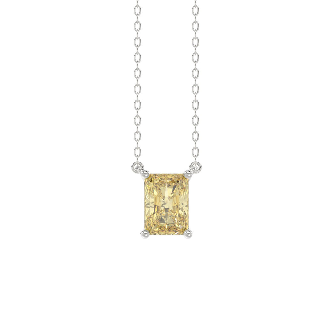 14K WHITE GOLD 1.00CT YELLOW RADIANT DIAMOND LADIES PENDANT