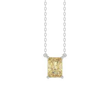 14K WHITE GOLD 1.00CT YELLOW RADIANT DIAMOND LADIES PENDANT