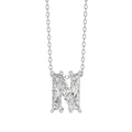 14K White Gold Diamond Initial “N” Pendant 1 1/2CT Fancy Cut Ladies Alphabet Charm with Chain