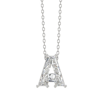 14K WHITE GOLD 1 5/8CT FANCY CUT ALPHABET DIAMOND LADIES PENDANT WITH CHAIN