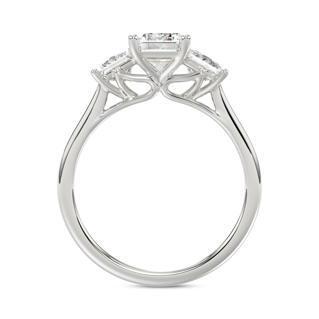 14K WHITE GOLD 2 5/8CT EMERALD/PRINCESS DIAMOND LADIES RING (CENTER STONE EMERALD DIAMOND 1 1/2CT)