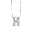 10K White Gold Diamond Initial “H” Pendant 1 1/3CT Fancy Cut Ladies Alphabet Charm with Chain