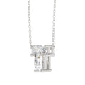 10K White Gold Diamond Initial “T” Pendant 1.00CT Fancy Cut Ladies Alphabet Charm with Chain