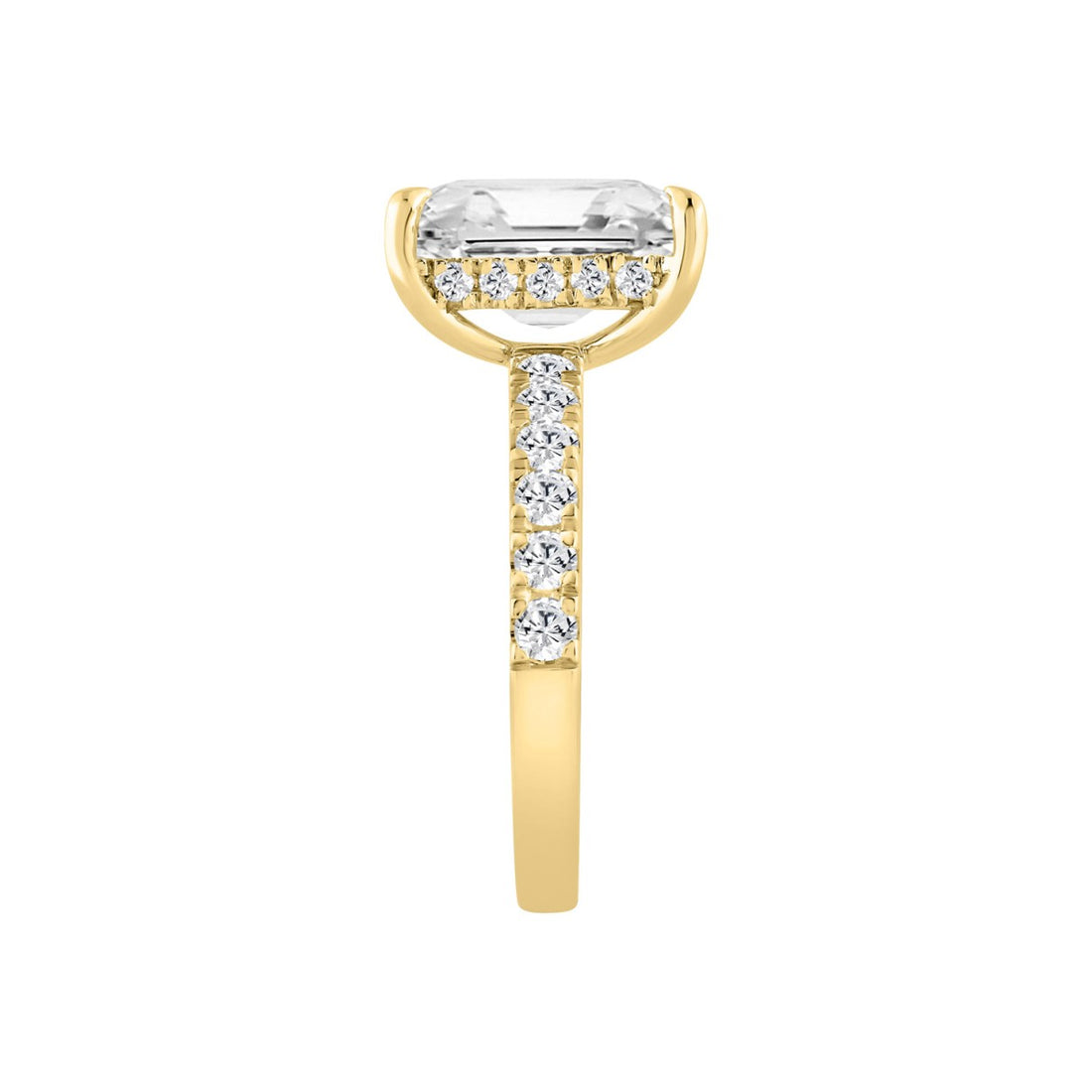 14K YELLOW GOLD 4 3/4CT ROUND/RADIANT DIAMOND LADIES RING (CENTER STONE RADIANT DIAMOND 4CT)