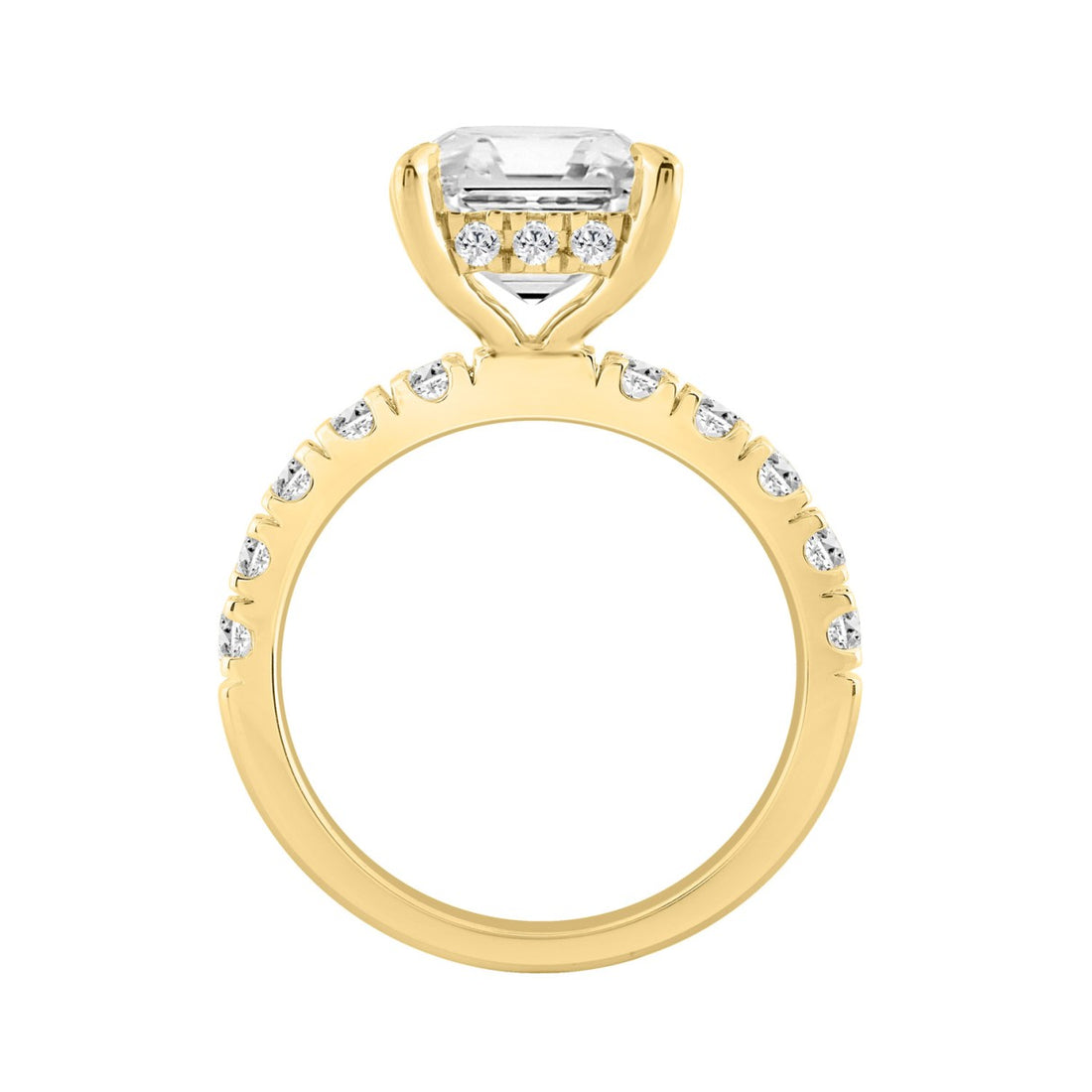 14K YELLOW GOLD 4 3/4CT ROUND/CUSHION DIAMOND LADIES RING (CENTER STONE CUSHION DIAMOND 4CT)