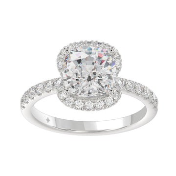 14K WHITE GOLD 4 1/2CT ROUND/CUSHION DIAMOND LADIES RING (CENTER STONE CUSHION DIAMOND 4CT &amp; Color F-G Clarity VS1/VS2)