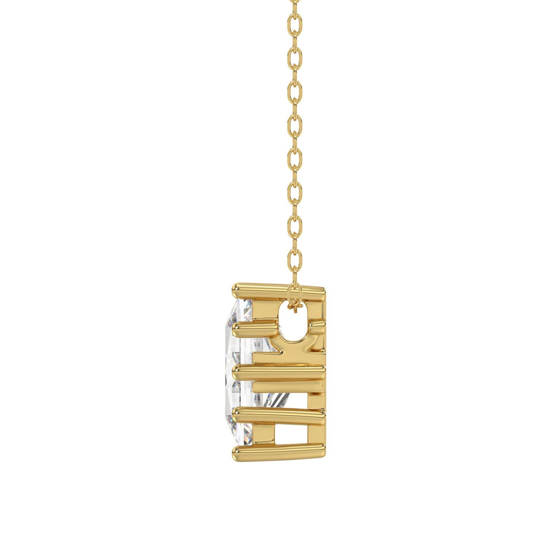 14K YELLOW GOLD 1 1/2CT FANCY CUT ALPHABET DIAMOND LADIES PENDANT WITH CHAIN