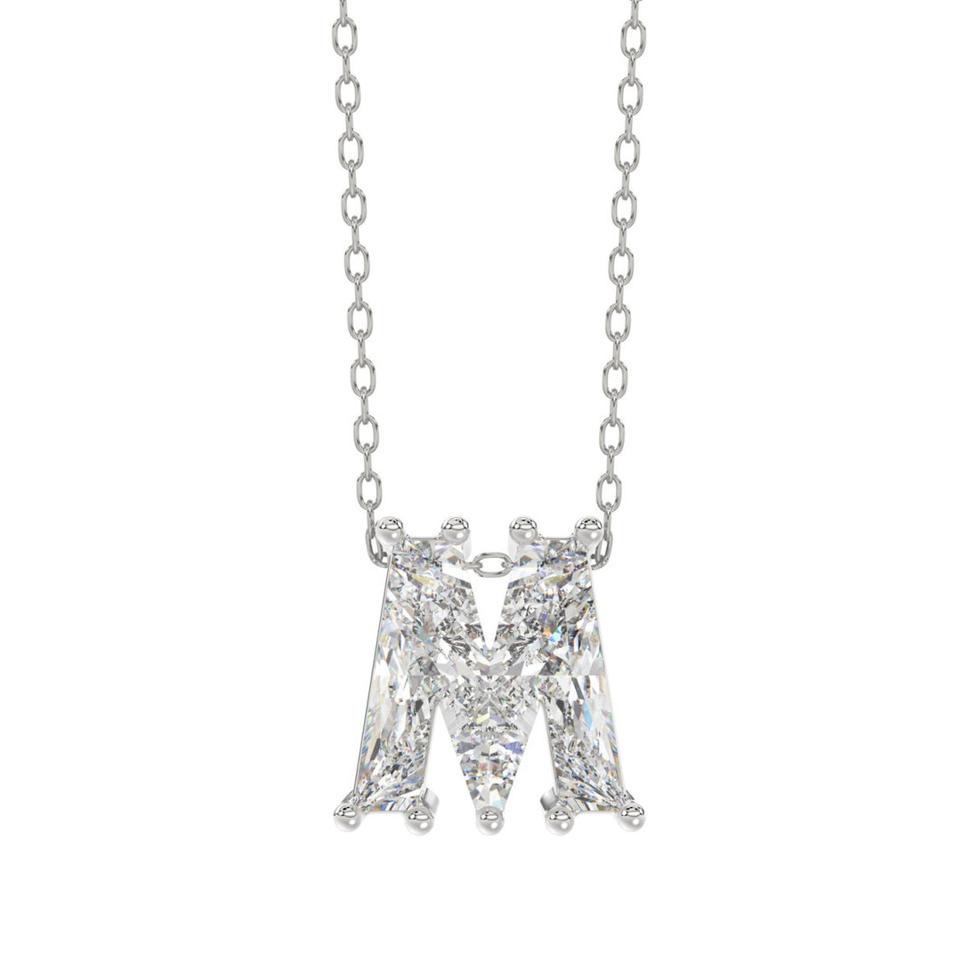 14K WHITE GOLD 1 5/8CT FANCY CUT ALPHABET DIAMOND LADIES PENDANT WITH CHAIN