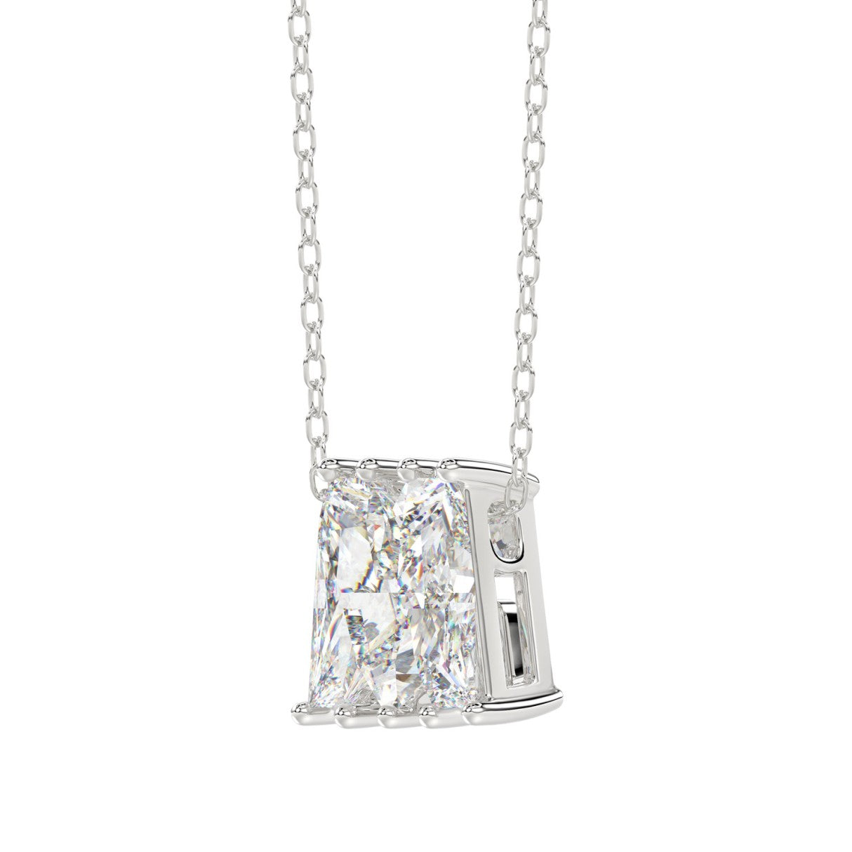 14K WHITE GOLD 1 5/8CT FANCY CUT ALPHABET DIAMOND LADIES PENDANT WITH CHAIN
