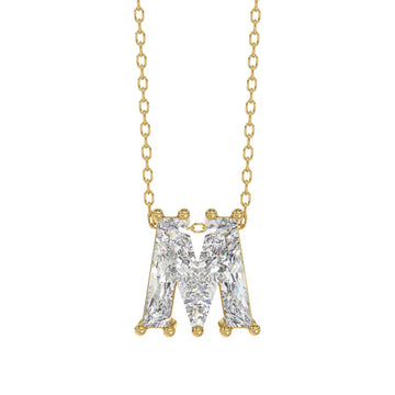14K YELLOW GOLD 1 5/8CT FANCY CUT ALPHABET DIAMOND LADIES PENDANT WITH CHAIN
