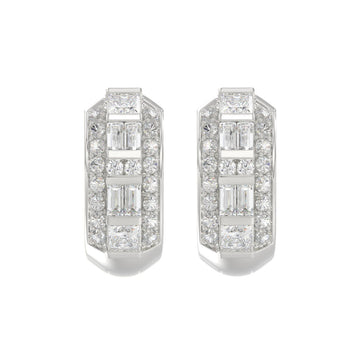 14K WHITE GOLD 1.00CT ROUND/PRINCESS/BAGUETTE DIAMOND LADIES EARRINGS