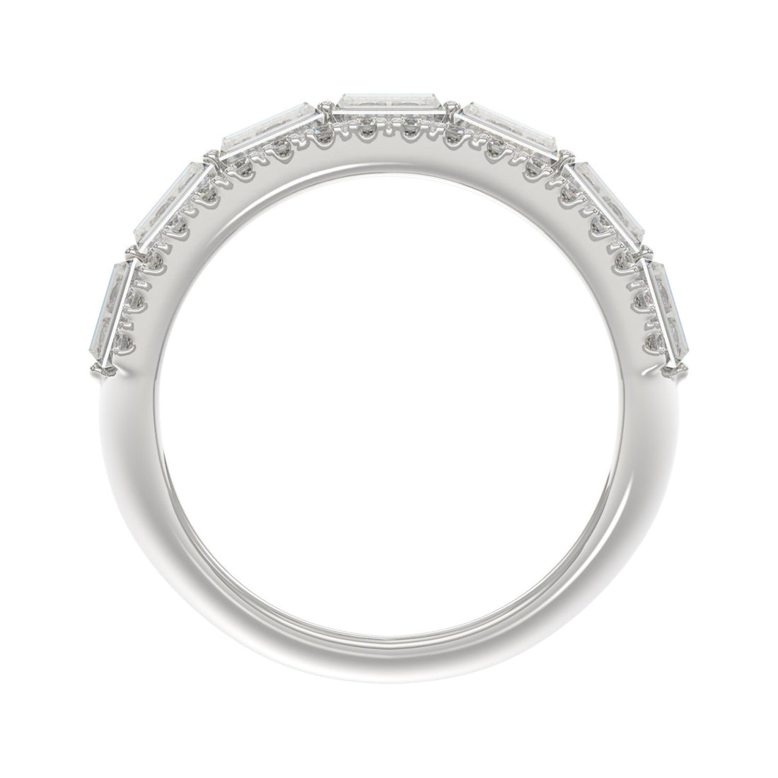 14K WHITE GOLD 1 1/4CT ROUND/BAGUETTE DIAMOND LADIES BAND