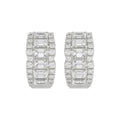 14K WHITE GOLD 1 3/4CT ROUND/EMERALD DIAMOND HOOP EARRINGS