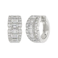 14K WHITE GOLD 1 3/4CT ROUND/EMERALD DIAMOND HOOP EARRINGS