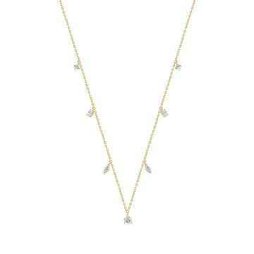 14K YELOW GOLD 1.00CT ROUND/PEAR/MARQUISE/OVAL DIAMOND LADIES NECKLACE