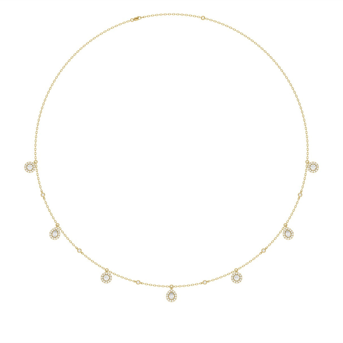 14K YELLOW GOLD 1.00CT ROUND/PEAR DIAMOND LADIES NECKLACE