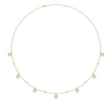 14K YELLOW GOLD 1.00CT ROUND/PEAR DIAMOND LADIES NECKLACE