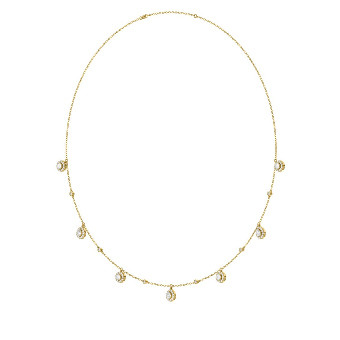 14K YELLOW GOLD 1.00CT ROUND/PEAR DIAMOND LADIES NECKLACE