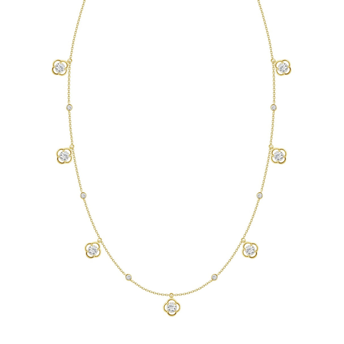 14K YELLOW GOLD 1 1/2CT ROUND DIAMOND LADIES NECKLACE