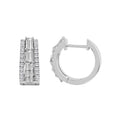 14K WHITE GOLD 1.00CT ROUND/BAGUETTE DIAMOND LADIES EARRINGS