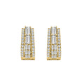 14K YELLOW GOLD 1.00CT ROUND/BAGUETTE DIAMOND LADIES EARRINGS
