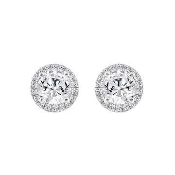 14K WHITE GOLD 2 1/4CT ROUND DIAMOND LADIES EARRINGS