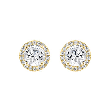 14K YELLOW GOLD 2 1/4CT ROUND DIAMOND LADIES EARRINGS