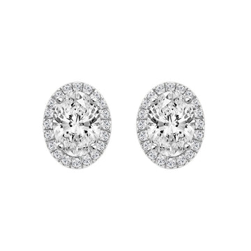 14K WHITE GOLD 2 1/4CT ROUND/OVAL DIAMOND LADIES EARRINGS