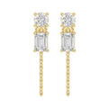 10K Yellow Gold 3/4CT Emerald/Round cut Diamond Elegant Ladies Earring (Color F-G -Clarity VS1/VS2)