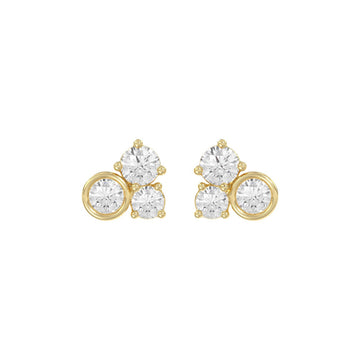 Classic 10K Yellow Gold  Round Lab Grown Diamond Ladies Fashion Earring 3/4Ct (Color F-G -Clarity Vs1/Vs2)