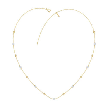 Luxury Round/Pearl Diamond Necklace 10K Yellow Gold 1/3CT Elegant Ladies Jewelry (Color F-G -Clarity VS1/VS2)