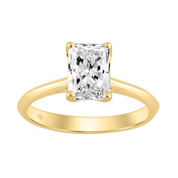 14K YELLOW GOLD 1 1/2CT RADIANT DIAMOND LADIES SOLITAIRE RING