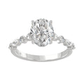 14K White Gold Oval Diamond Fancy Engagement Ring for Ladies 2 1/2CT with Marquise & Round Diamond 2.00CT Oval Center stone (Color F-G -Clarity VS1/VS2)