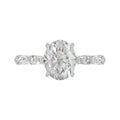 14K White Gold Oval Diamond Fancy Engagement Ring for Ladies 2 1/2CT with Marquise & Round Diamond 2.00CT Oval Center stone (Color F-G -Clarity VS1/VS2)
