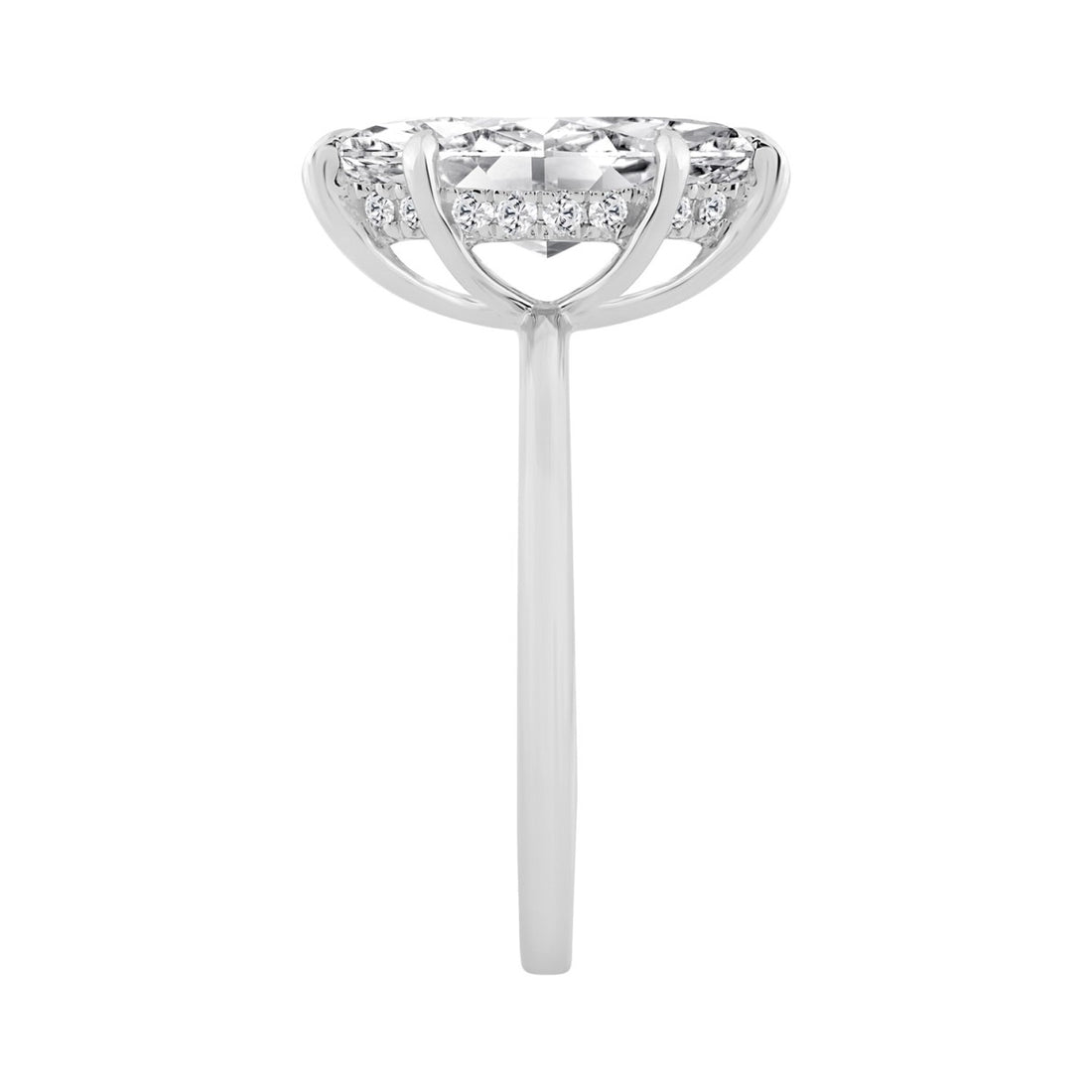 14K WHITE GOLD 2.00CT MARQUISE/ROUND DIAMOND LADIES RING (CENTER STONE MARQUISE DIAMOND 2.00CT)