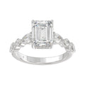 14K White Gold Emerald Cut Diamond Classic Bridal Ring for Ladies 4.00CT with Pear Round & Marquise Diamond 3.00CT Emerald Center stone (Color F-G -Clarity VS1/VS2)