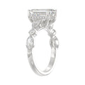 14K White Gold Emerald Cut Diamond Classic Bridal Ring for Ladies 4.00CT with Pear Round & Marquise Diamond 3.00CT Emerald Center stone (Color F-G -Clarity VS1/VS2)