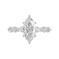 14K White Gold  Bridal Fashion Ring for Ladies 4CT Round & Marquise& Pear Cut Diamonds 3.00CT Marquise Center stone (Color F-G -Clarity VS1/VS2)