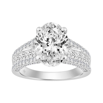 14K WHITE GOLD 5 1/2CT ROUND/PRINCESS/OVAL DIAMOND LADIES RING (CENTER STONE OVAL DIAMOND 4CT)
