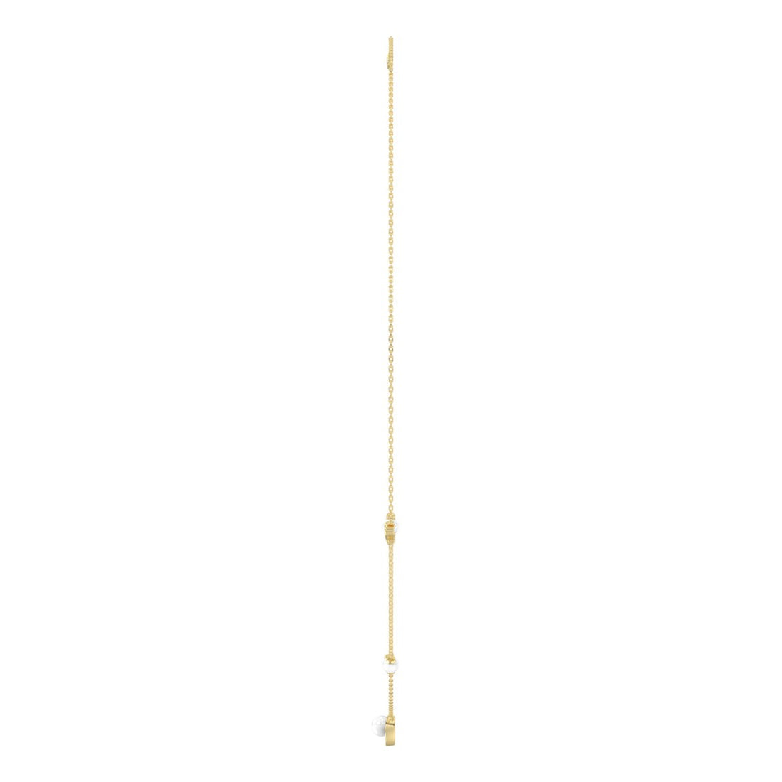 10K Yellow Gold Pearl &amp; Ladies Necklace 1/5CT  Marquise Diamonds (Color F-G -Clarity VS1/VS2)