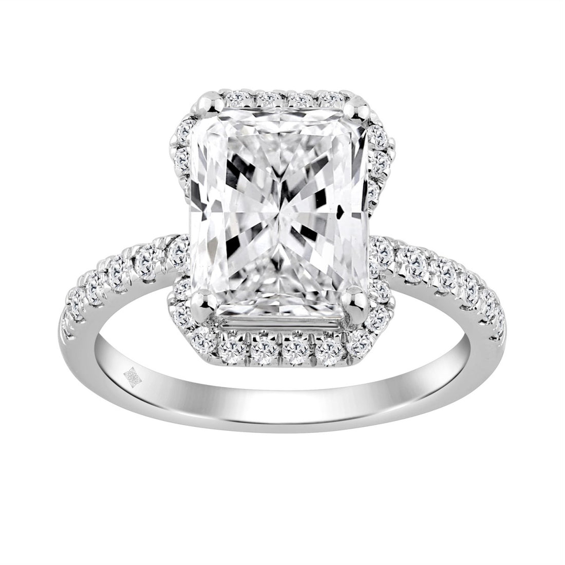 Ladies 14K White Gold Ladies Elegance-Ring 4 1/2CT Round &amp; Radiant Lab Grown Cut Diamond 4.00CT Radiant Center stone (Color F-G -Clarity VS1/VS2)